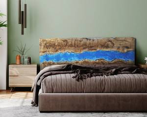 Meubles de chambre à coucher modernes et luxueux sur le thème de l'amour, tête de lit en bois et résine époxy faite à la main - Product Image 5