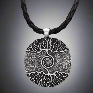 Number Tree Grey Rustic Alloy Pendant with 24-Inch Leather Cord Chain for Men and Boys - Product Image 5