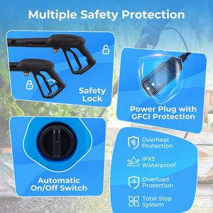 Idropulitrice Elettrica 1900 PSI 1.8 GPM con 4 Ugelli a Connessione Rapida e Cavi di Alimentazione ed Estensione - Product Image 6