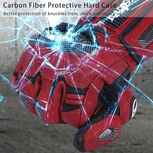 Heavy-Duty Leather Motocross <b>Gloves</b> for Men-Fleece Lined <b>Touchscreen</b> Non-Slip Premium Red/Black Winter Use - Product Image 5