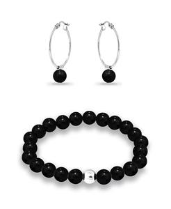 Bracciale in argento placcato Multi pietra genuina e orecchino, Set di 2 pezzi | Macacy's - Product Image 1