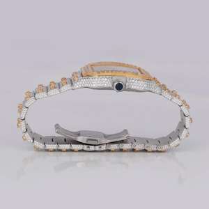 Montre Hip Hop de Qualité Supérieure pour Homme, Cadran Carré et Arabe, Sertie de Diamants Moissanite Ronds et Baguette - Product Image 3