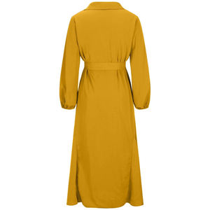 Yellow Color Ethnic Abaya Traditional Outdoor Plus Size Frock Gown Ankle Length Muslim Islamic Abaya Buttons Down Breathable - Product Image 2
