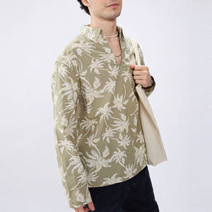 เสื้อเชิ้ตผ้าลินินลายสก็อตแขนยาวสำหรับผู้ชายทรงโอเวอร์ไซส์ พิมพ์ลายตามสั่งจากโรงงานผู้ผลิต (ODM) ผ้าโพลีเอสเตอร์ มีกระเป๋า สไตล์ลำลองสมาร์ท - Product Image 2