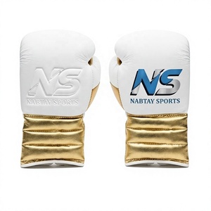 Gants de boxe Nabtay Sports en cuir blanc doré, à lacets, pour un soutien du poignet, antidérapants, unisexes, pour l'entraînement des adultes - Product Image 3