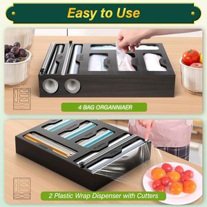 Organizzatore da Parete 6 in 1 per Cucina: Dispenser per Pellicola Alimentare, Fogli di Alluminio e Sacchetti in Plastica - Product Image 2