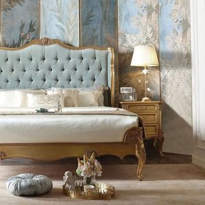 Ensemble de chambre à coucher de luxe classique beige style Beverly Hills, lit capitonné en acajou sculpté, qualité garantie - Product Image 3