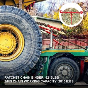 Kit de fixation de chaîne 3/8 po - 1/2 po, force de traction de 9215 lb, tendeurs à cliquet, chaînes de fixation à cliquet 3/8 po x 10 pi - Product Image 2