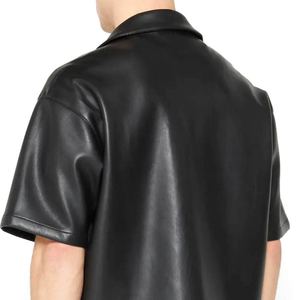 Chemises en cuir boutonnées décontractées coupe ample, chemise en cuir premium entièrement doublée, nouvelle collection hiver, pour usage extérieur, avec logo, pour hommes - Product Image 6