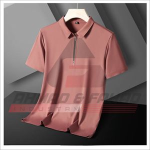 Polo de Manga Corta Negro para Hombre, Color Sólido, Secado Rápido, Tejido de Poliéster, Ropa Casual de Verano - Product Image 3