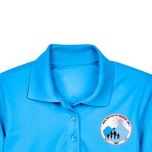 เสื้อโปโลสีฟ้าสำหรับผู้หญิง ปักลายตราสัญลักษณ์ แขนสั้น คอปก ผ้าคอตตอนผสม สวมใส่สบาย เหมาะสำหรับกอล์ฟ ธุรกิจ แฟชั่น - Product Image 3