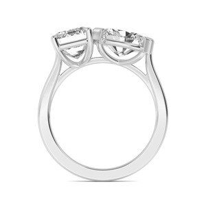 Bague de fiançailles contemporaine en or rose 10K avec diamant de laboratoire émeraude et ovale, 1,16 carat total, bague de mariée moderne pour mariage romantique - Product Image 4