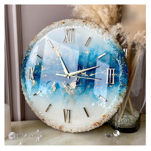 Resin <b>Digital</b> Wall <b>Clock</b> with Golden Glittery Appearance Modern Design Battery Powered Two-piece Office Use - Product Image 1