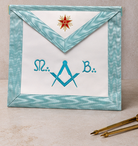 French Rite M:. B:. Apron French Rite Master Mason Apron High Quality Lambskin Or Satin Ceremonial Regalia Gold Embroidery - Product Image 2