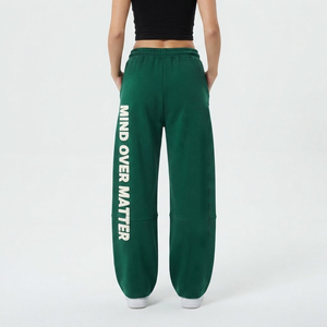 Women Baggy <b>Puff</b> Printing Fleece Sweatpants Casual 100% Cotton Women's Sweatpants Mid Drawstring Waist Oversize Ladies Joggers - Product Image 5