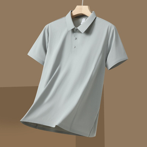 Camisa de Manga Corta para Hombre, Color Sólido, Tejido de Punto, Estilo Casual, Corte Regular, Diseño con Botones, Logotipo Frontal, Secado Rápido - Product Image 2
