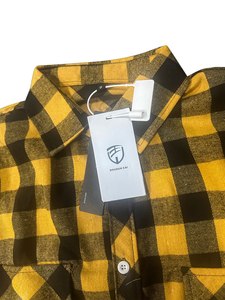 <b>Men's</b> <b>Yellow</b> Black Animal Print Eco-Friendly 220g Winter Flannel <b>Shirt</b> Long Sleeve Casual Button Down Collar Top - Product Image 5