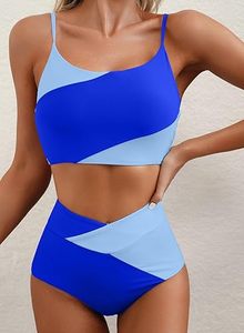 Conjunto de Bikini de 2 Piezas para Mujer, Cintura Alta, Bloques de Color, Traje de Baño Popular 2026, el Mejor Traje de Baño para la Playa de Verano - Product Image 4