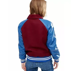 <b>Men's</b> Baseball Varsity Wool <b>Jacket</b> High Quality College Letterman Patchwork Front Streetwear Varsity Style Hot Sale - Product Image 4