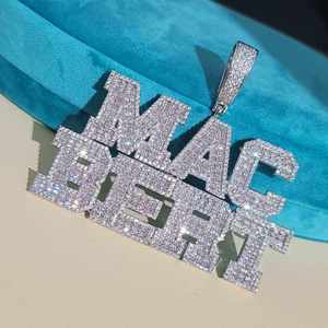 Pendentif Mac Bert en strass plaqué argent, alliage, breloque hip-hop unisexe, bijoux à thème en forme de lettre - Product Image 2