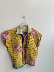 Reversible <b>Kantha</b> Short <b>Jacket</b> Women Boho Vintage Patchwork Cotton Summer Coat - Product Image 3