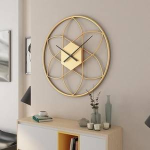 Luxury Gold Atom Style Metal <b>Wall</b> <b>Clock</b> with Hexagon Center Design <b>for</b> Modern <b>Living</b> <b>Room</b> and Artistic <b>Wall</b> Decor - Product Image 1