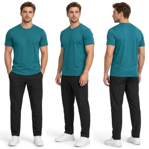 Camiseta de Yoga de Manga Corta para Hombre, Cuello Redondo, Top Deportivo para Gimnasio, Camisetas Deportivas Transpirables de Secado Rápido, Top de Poliéster para Hombre - Product Image 5