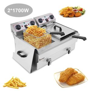 Friggitrice Commerciale a Doppia Vasca in Acciaio Inossidabile con Rubinetto, Sostituzione del Vecchio Codice 20548057 EH102V, Capacità Totale 16.9QT/16L, Capacità 24.9QT/23.6L - Product Image 1