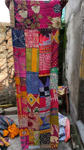 Bufandas de Lujo Bohemias de Algodón Kantha con Parches Multicolor, Bufanda India Vintage para Mujer, Compra al por Mayor Directamente del Proveedor - Product Image 4