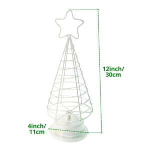 Premium White Metal Wire Christmas <b>Tree</b> Figurine with Star Top Lighted <b>Tabletop</b> Sculpture Modern Minimalist Holiday Decor - Product Image 6