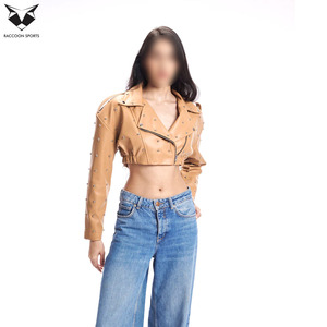 เสื้อแจ็คเก็ตหนัง PU แบบเย็บลายประดับหมุดสำหรับผู้หญิง ขายดี ทรงปกติ สไตล์เก๋ไก๋ เหมาะสำหรับใส่ไปเที่ยวคลับ ชุดลำลอง ชุดไปงานปาร์ตี้ - Product Image 5