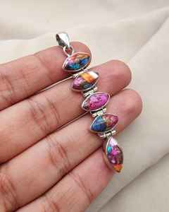 Colgante de Turquesa Ostra Espinosa, Joyería de Plata de Ley 925 para Mujer, Collar de Piedra Preciosa Natural, Regalo Elegante - Product Image 3