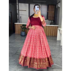 DESIGNER SOFT SILK KALAMKARI PRINT <b>GOWN</b> PINK - Product Image 1