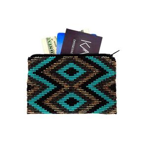 Pochette à monnaie perlée à motifs vintage, style ethnique, pochette chic bohème, porte-monnaie en perles, idée cadeau faite à la main - Product Image 1