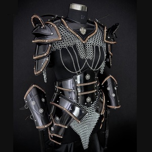 Conjunto de Armadura de Fantasía, Latón Plateado y Malla de Vidrio, Artesanía Soldada, Forma Irregular, Imitación Antigua Moderna - Product Image 4
