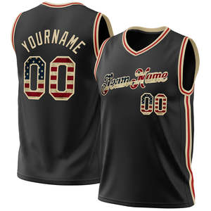 Maillot de basket personnalisé drapeau américain pour homme, débardeur noir, impression par transfert thermique, nom et numéro de l'équipe, style sportif respirant - Product Image 3