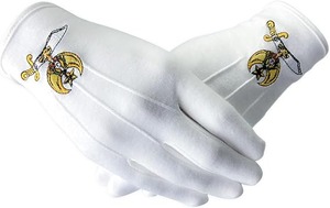 Gants en coton blancs de franc-maçon, gants en coton brodés maçonniques - [Blanc] Taille unique, s'adapte à la plupart des personnes, 100% coton brodé maçonnique - Product Image 5