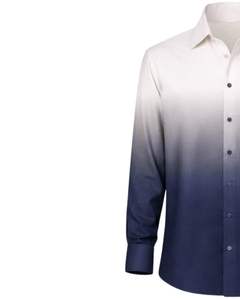 Chemise Formelle Homme Ombrée Blanc Bleu Marine en Coton Premium à Manches Longues Boutonnée Style Smart Casual Fabrication Personnalisée Fournisseur en Gros - Product Image 3