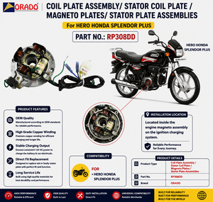 Conjunto de Placa de Bobina de Estator para Honda Splendor Plus, Calidad de Exportación para Repuestos de Motocicletas en India, Oroado - Product Image 2