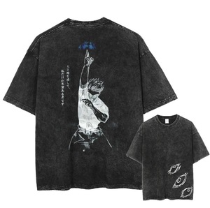 เสื้อยืดผู้ชายคอวีทรงปกติแบบวินเทจลายกราฟิกสตรีทแวร์  ไซส์พลัส  ผ้าทอเป็นมิตรกับสิ่งแวดล้อม  แบบย้อมสีเอซิดวอช - Product Image 6
