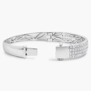 Women's Diamond Synthetic Lab Grown Round Brilliant Cut Multi-Row Bangle in White Gold - Product Image 5