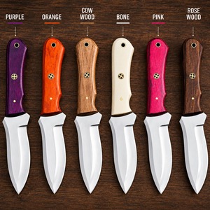 Couteau de camping Skinner personnalisé fait main en acier carbone 1095, pointe tombante, manche en bois, personnalisable avec étui en cuir, couteau cadeau OEM - Product Image 3