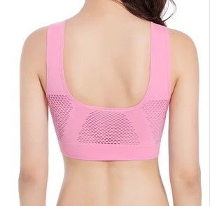 Women Seamless V <b>Neck</b> Sports Bra Breathable Mesh Ventilation Yoga Crop Top Removable <b>Padded</b> Running Activewear Bralette - Product Image 4