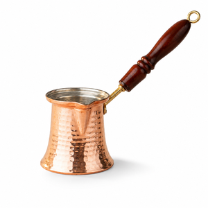 Handmade Hammered Copper Turkish Coffee Pot Cezve Ibrik Wooden Handle Milk Butter Warmer <b>Arabic</b> Greek Coffee Maker Pot - Product Image 1