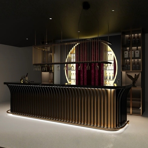 Juego de Bar Comercial de Lujo Zenith 2026, Muebles de Barra Modernos con Iluminación LED y Marco de Madera para Sala de Estar, Apartamento, Villa - Product Image 1