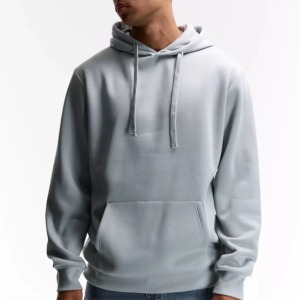 เสื้อฮู้ดผู้ชายสีเทาอ่อน ทรงปกติ ผ้าฝ้ายเฟรนช์เทอร์รี่ สไตล์ลำลอง สำหรับฤดูใบไม้ร่วง สีพื้น มีกระเป๋าด้านหน้า - Product Image 1