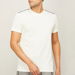 T-shirt décontracté à col rond et manches courtes pour homme, grande taille, en coton tricoté 100% uni blanc, anti-boulochage, haute qualité - Product Image 5