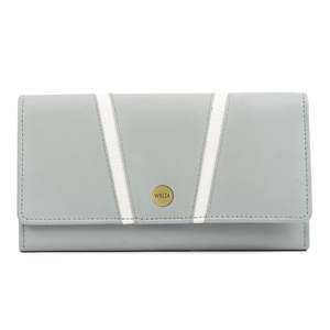 WRIZA Genuine Leather Fashion Women Wallet <b>RFID</b> Protection Button Straps Light Grey Clutch <b>Purse</b> Card Slots Coin Pocket Daily - Product Image 1