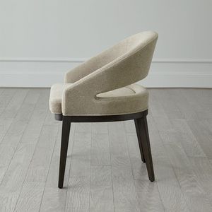Chaise de salle à manger moderne beige rembourrée avec pieds en bois, fauteuil confortable en tissu pour salle à manger, restaurant, hôtel - Product Image 3
