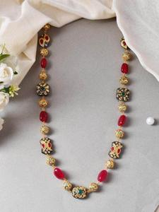 Collier simple en perles d'imitation victoriennes rouges et pierres semi-précieuses, plaqué argent, bijoux de créateur, idéal pour un anniversaire (vente en gros) - Product Image 6